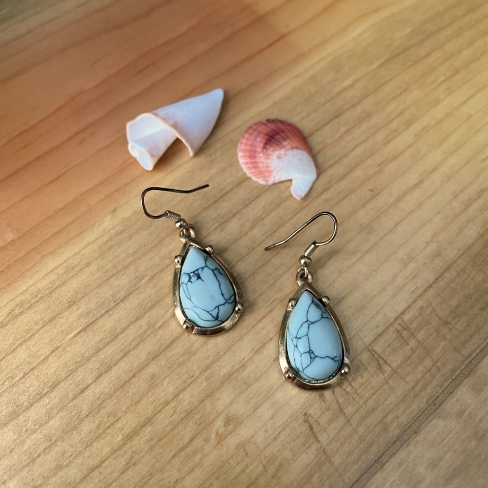Blue marble style earrings